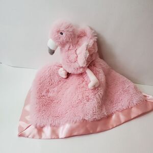 Cloud Island Lovey Plush Pink Flamingo Soft Security Baby Blanket Satin Trim 13"